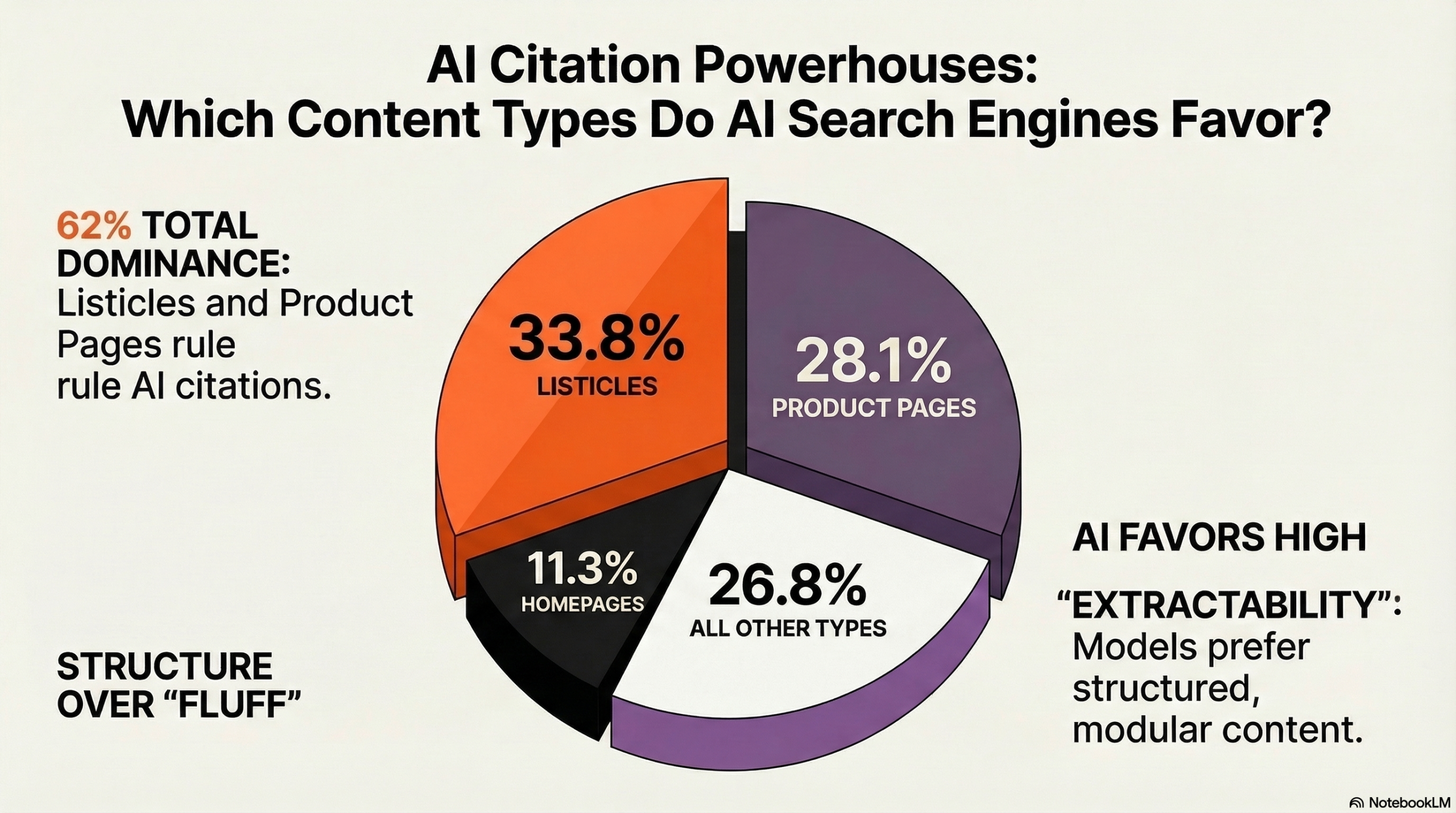 An infographic showing popular content types in AI search responses. 