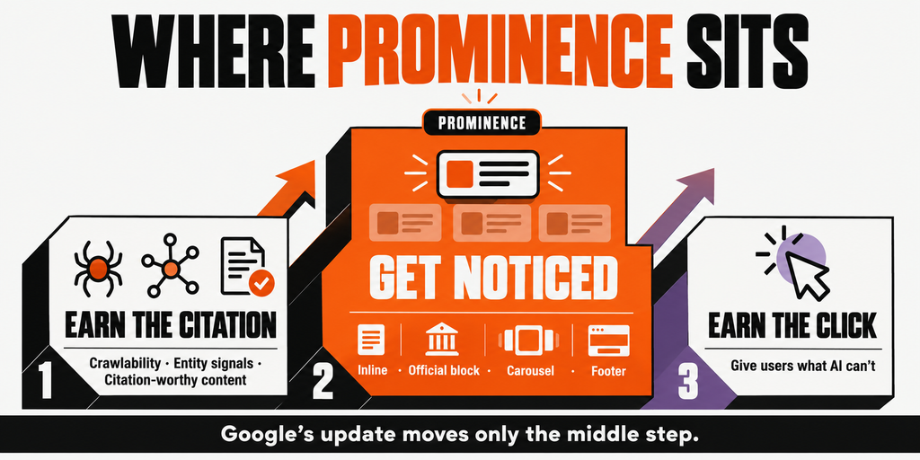 Prominence can’t earn the citation or the click - it decides whether you’re noticed in between.